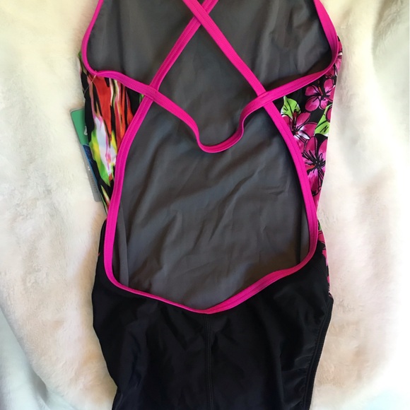 NWT Speedo Swimsuit PowerFLEX Eco Competitive Bright Print Womens 8 / 34 - Picture 3 of 7